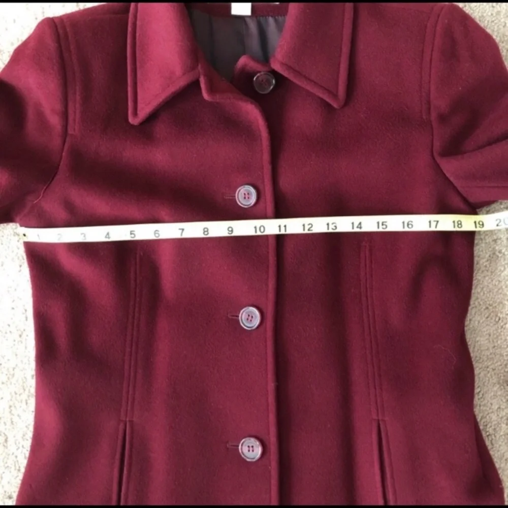 Liz Claiborne Wine Berry Lined Lambswool Coat - Picture 6 of 8